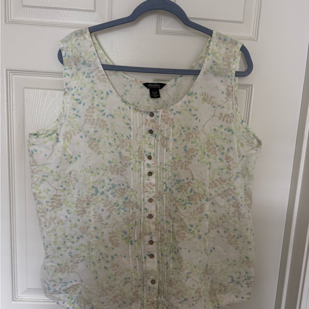 Eddie Bauer Cream Floral Tank Top